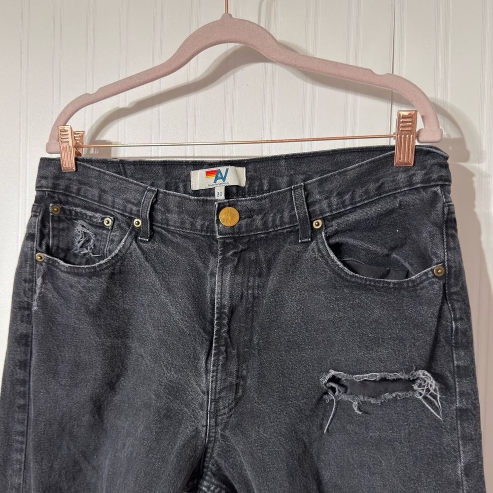 Aviator Nation Black Jeans with Brown Stitching and Multi-Color Patch - Picture 4 of 8